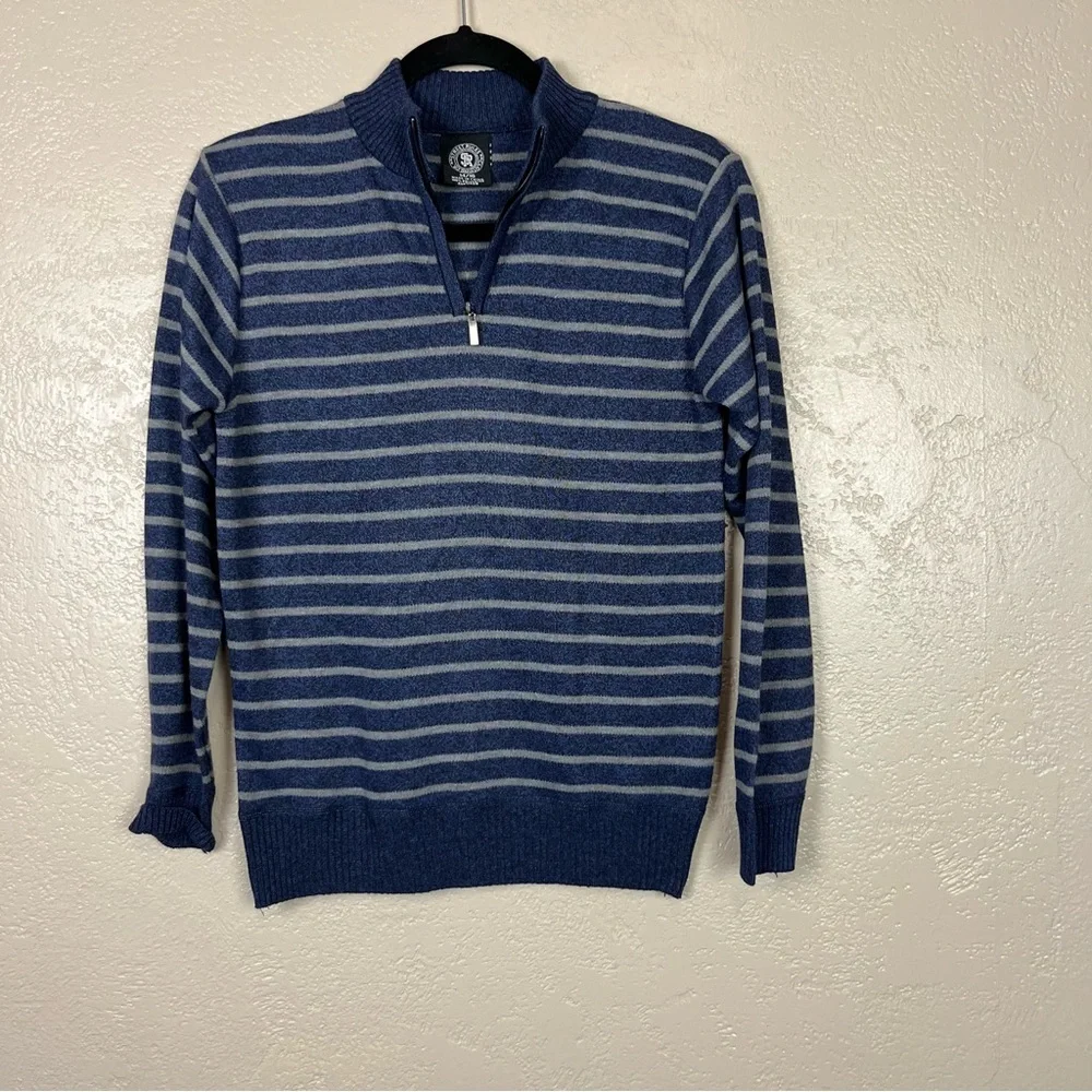 5 for $30 Street rules boy long sleeve 3/4 zip super soft navy blue gray striped